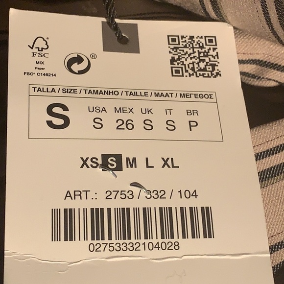 NWT. Zara Beige Striped Oversized Double Breasted Full Cut Blazer. Size S. - Picture 8 of 11